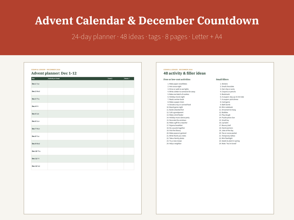 Advent Calendar & December Countdown 2026