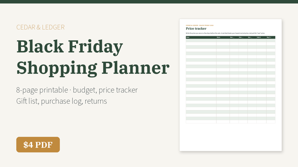 Black Friday & Cyber Monday Shopping Planner 2026