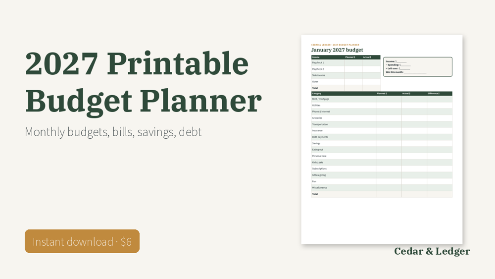 2027 Printable Budget Planner