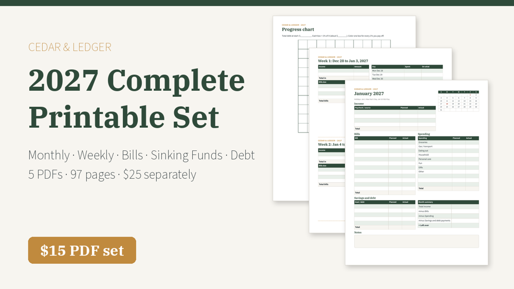 2027 Complete Printable Budget Set