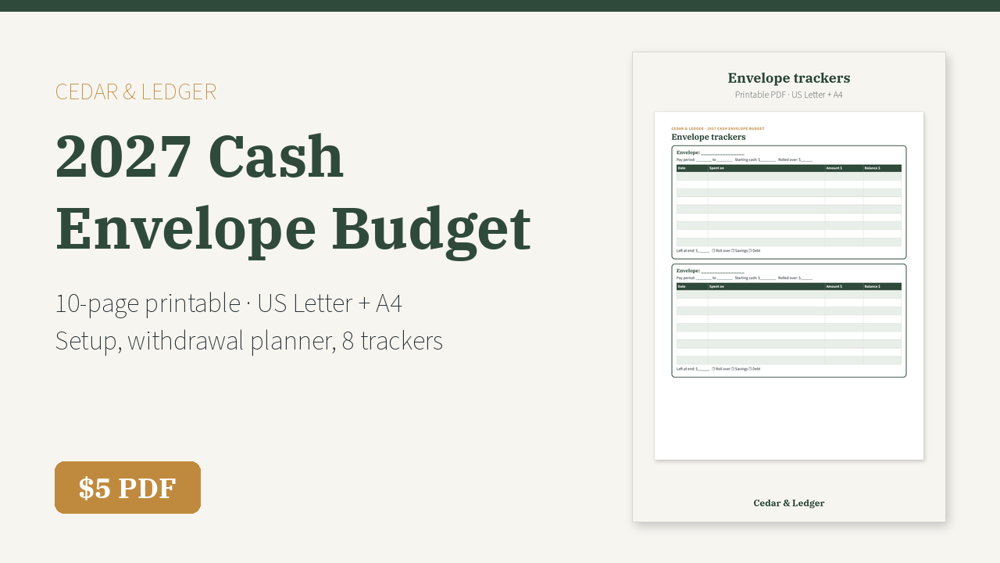 2027 Cash Envelope Budget Printable