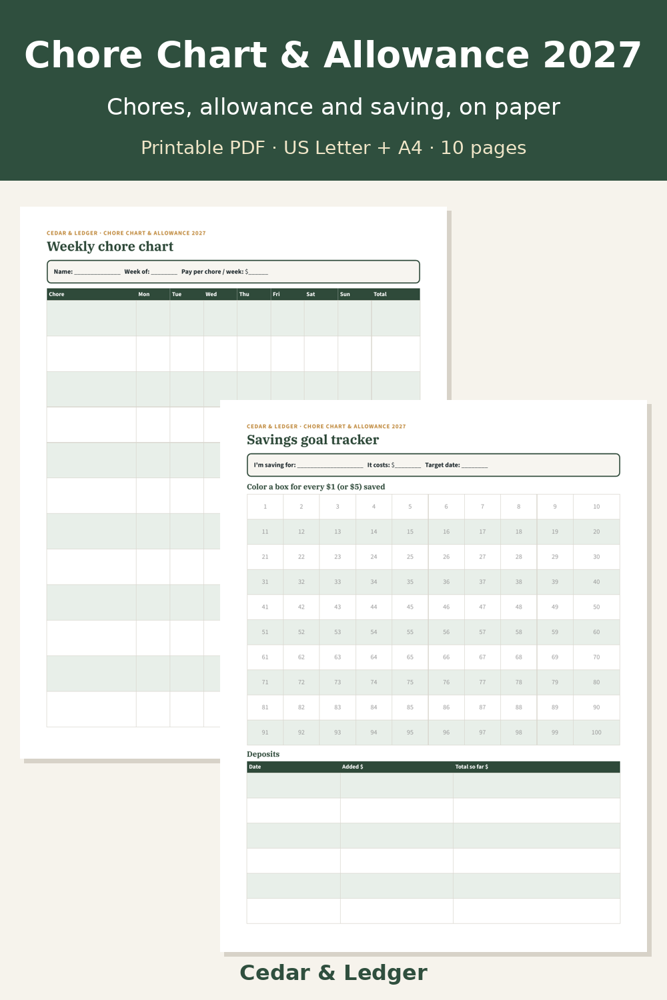Chore Chart & Allowance Tracker 2027 preview