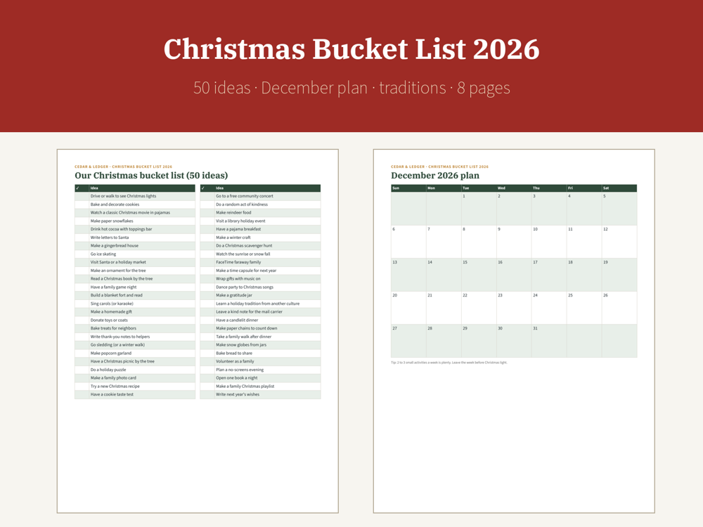 Christmas Bucket List & Family Traditions 2026