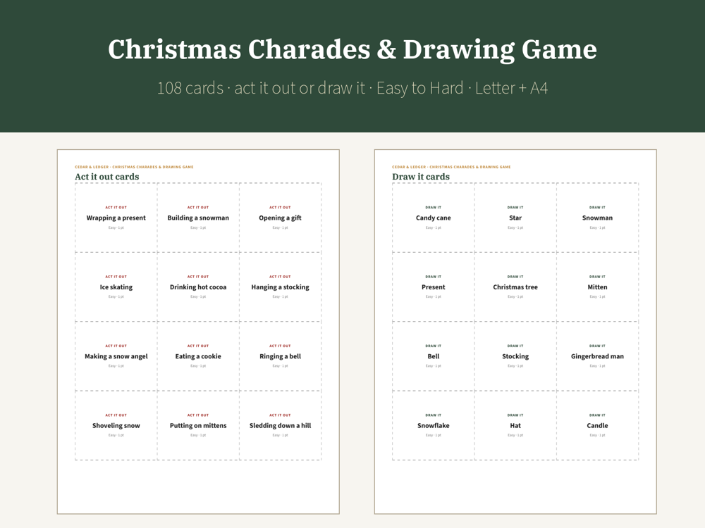 Christmas Charades & Drawing Game