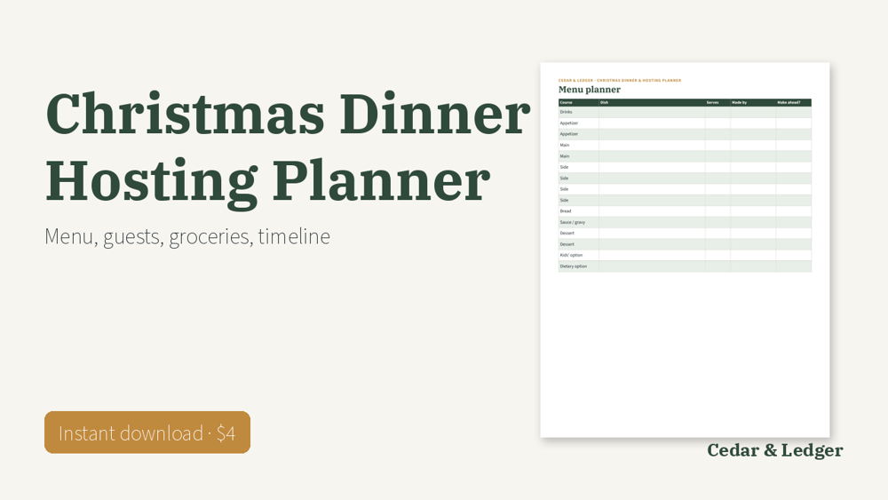 Christmas Dinner & Holiday Hosting Planner