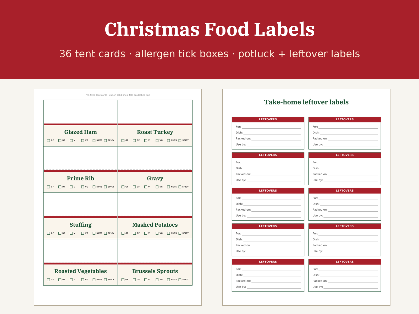 Christmas Food Labels Printable preview