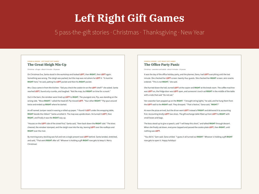 Left Right Gift Games
