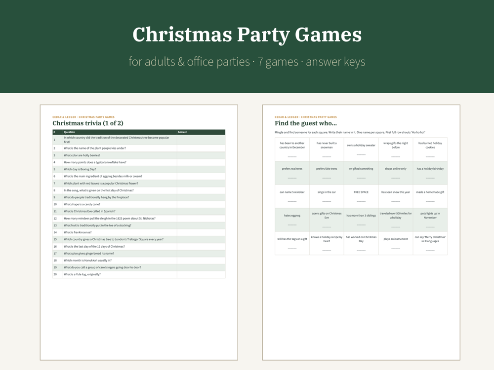 Christmas Party Games for Adults & Office Parties