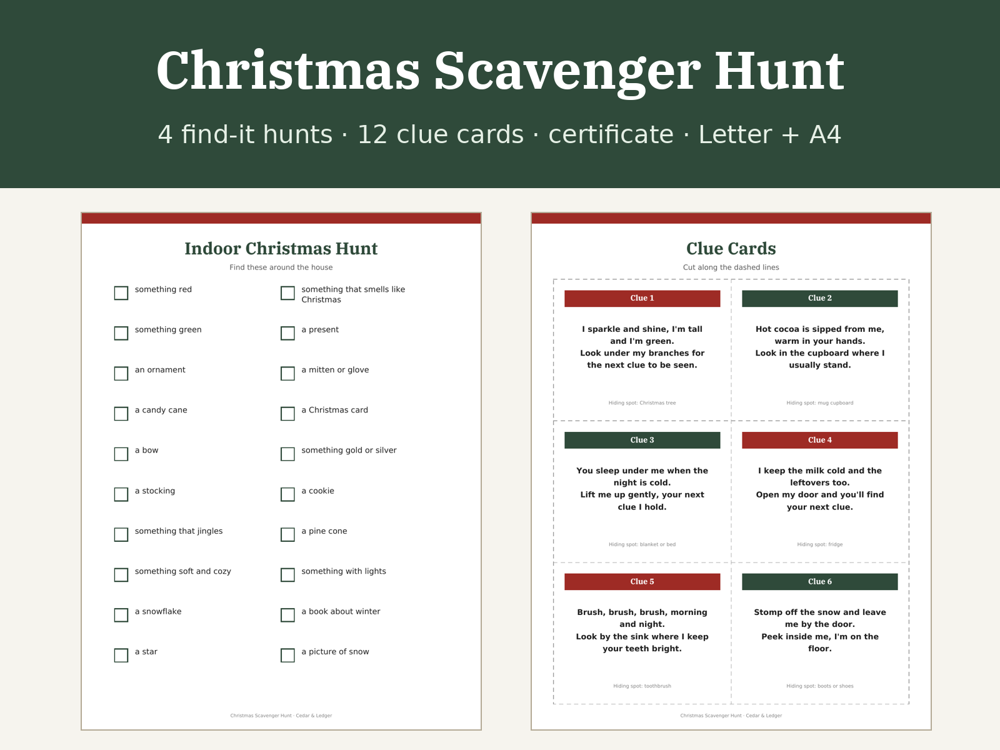 Christmas Scavenger Hunt Printable