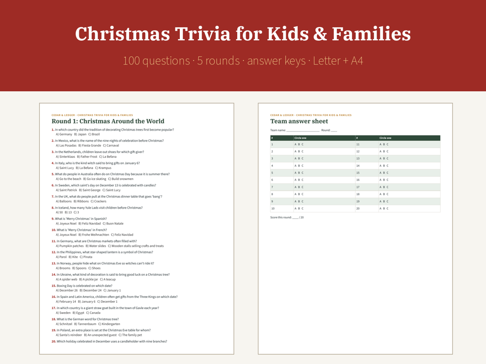 Christmas Trivia for Kids & Families