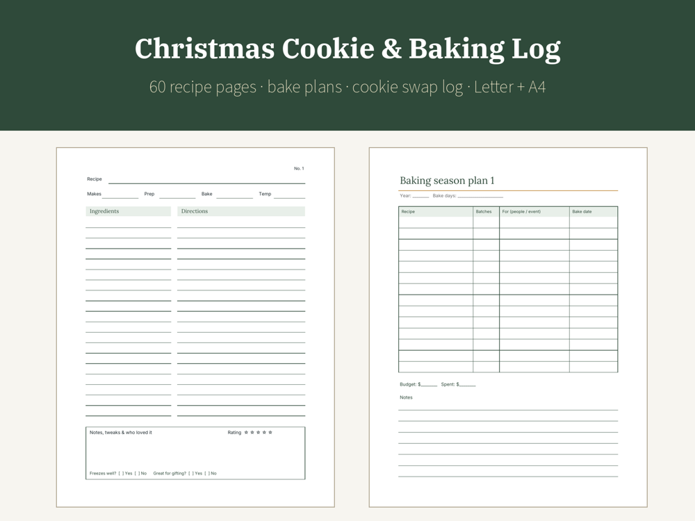Christmas Cookie Recipe Book Printable