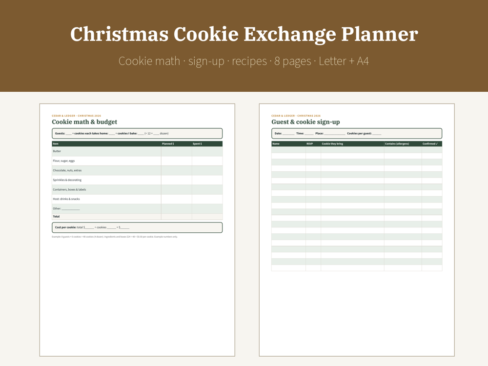 Christmas Cookie Exchange & Baking Planner