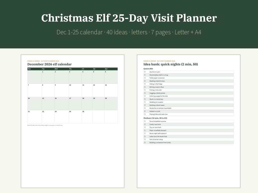 Christmas Elf 25-Day Visit Planner 2026 preview