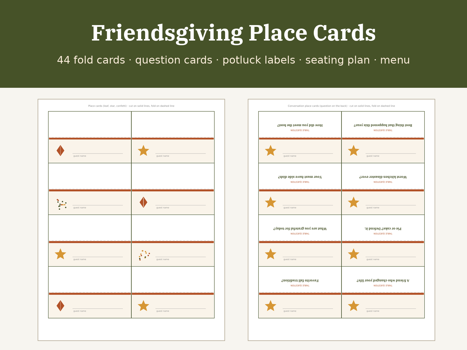 Friendsgiving Place Cards Printable preview
