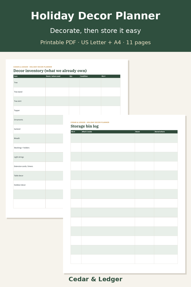 Holiday Decorating & Decor Storage Planner preview