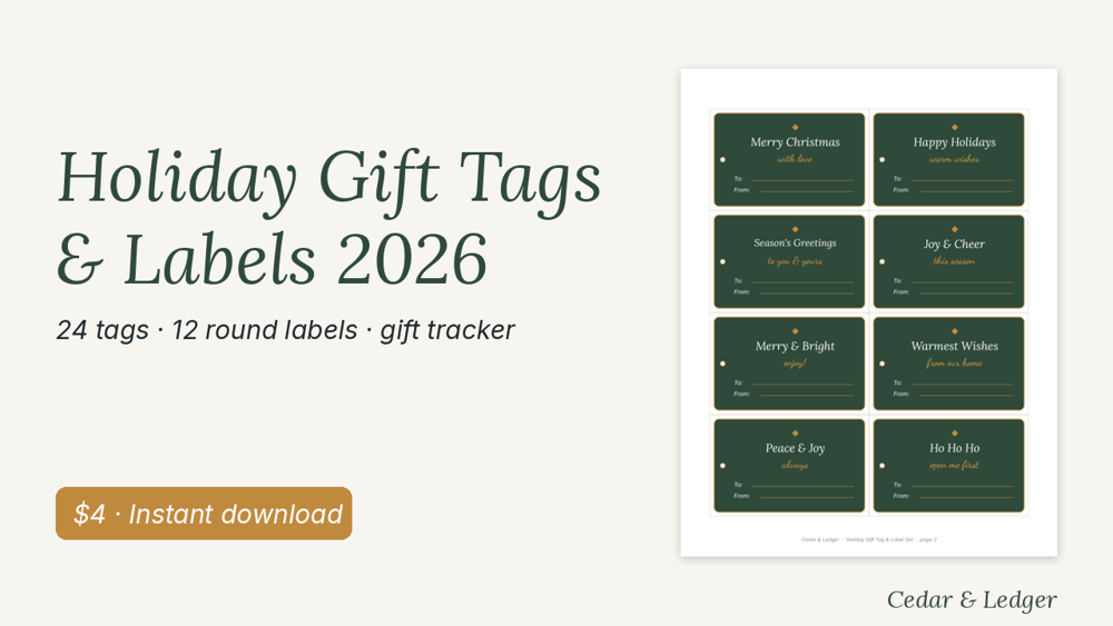 Holiday Gift Tag & Label Set 2026