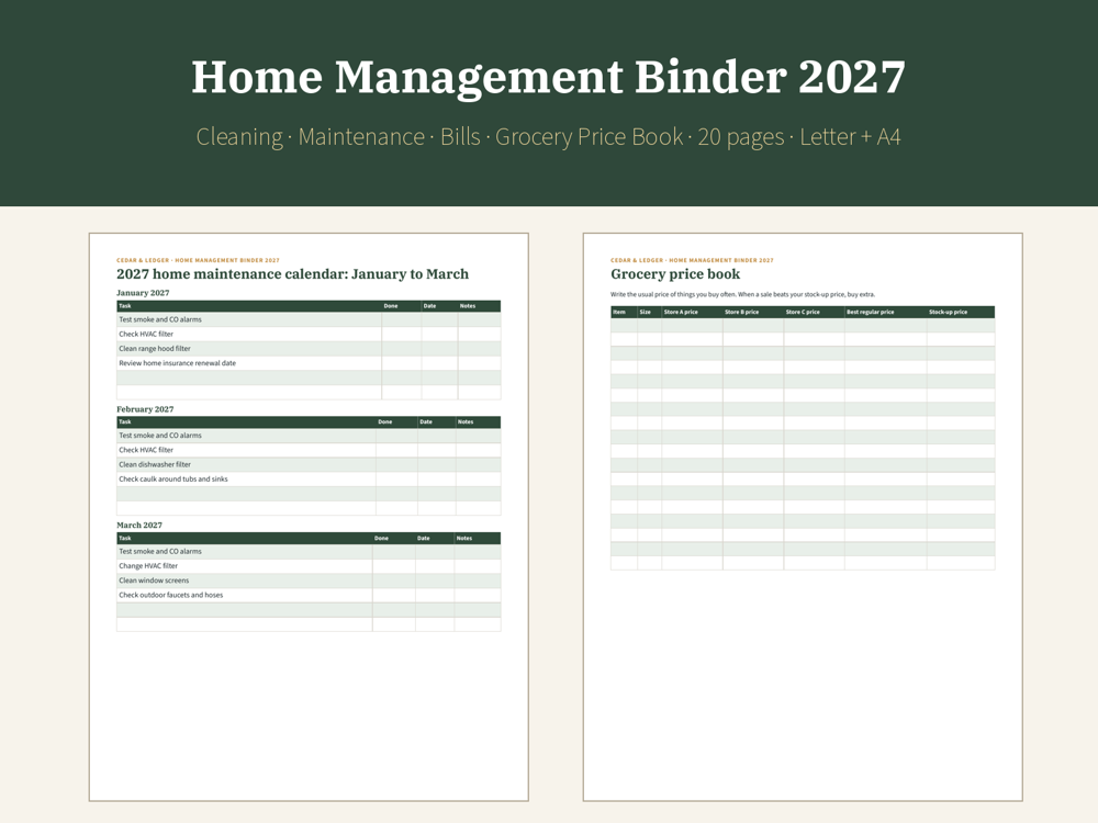 Home Management Binder 2027