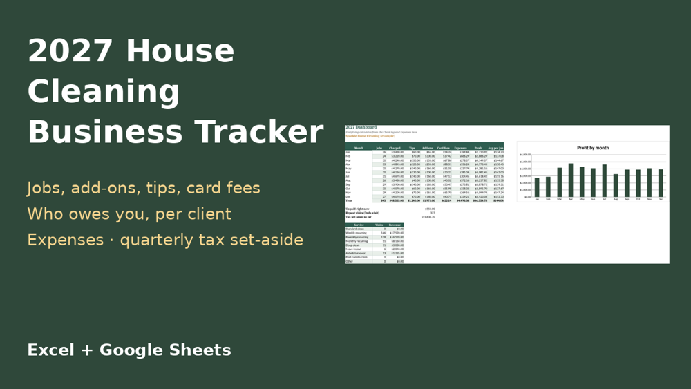 2027 House Cleaning Business Tracker preview