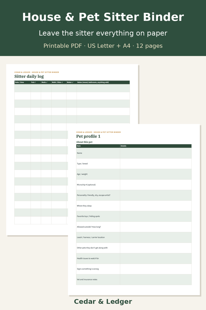 House & Pet Sitter Binder preview