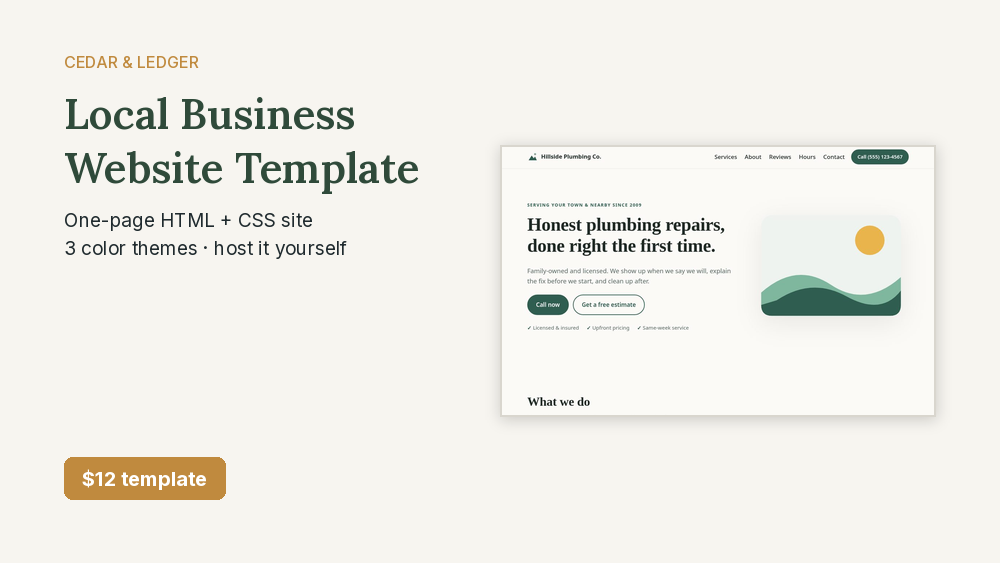 Local Business Website Template | Cedar & Ledger
