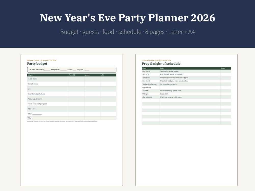 New Year's Eve Party Planner 2026