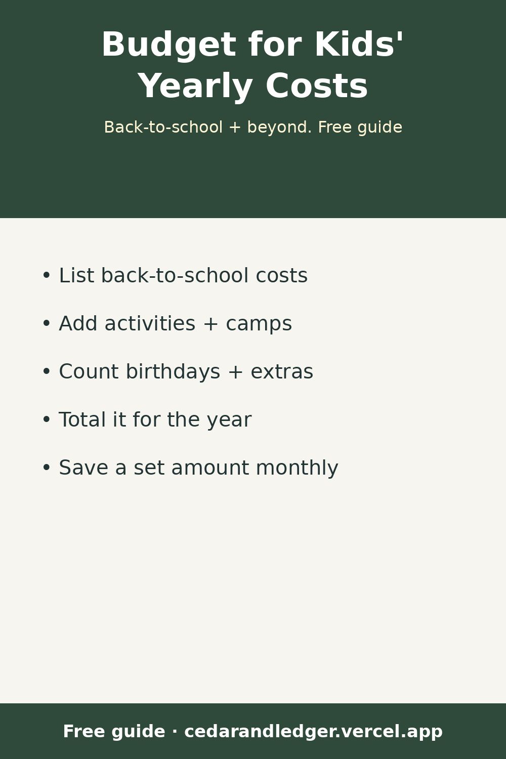 How to Budget for Back-to-School and Kids' Yearly Costs (pinnable summary)