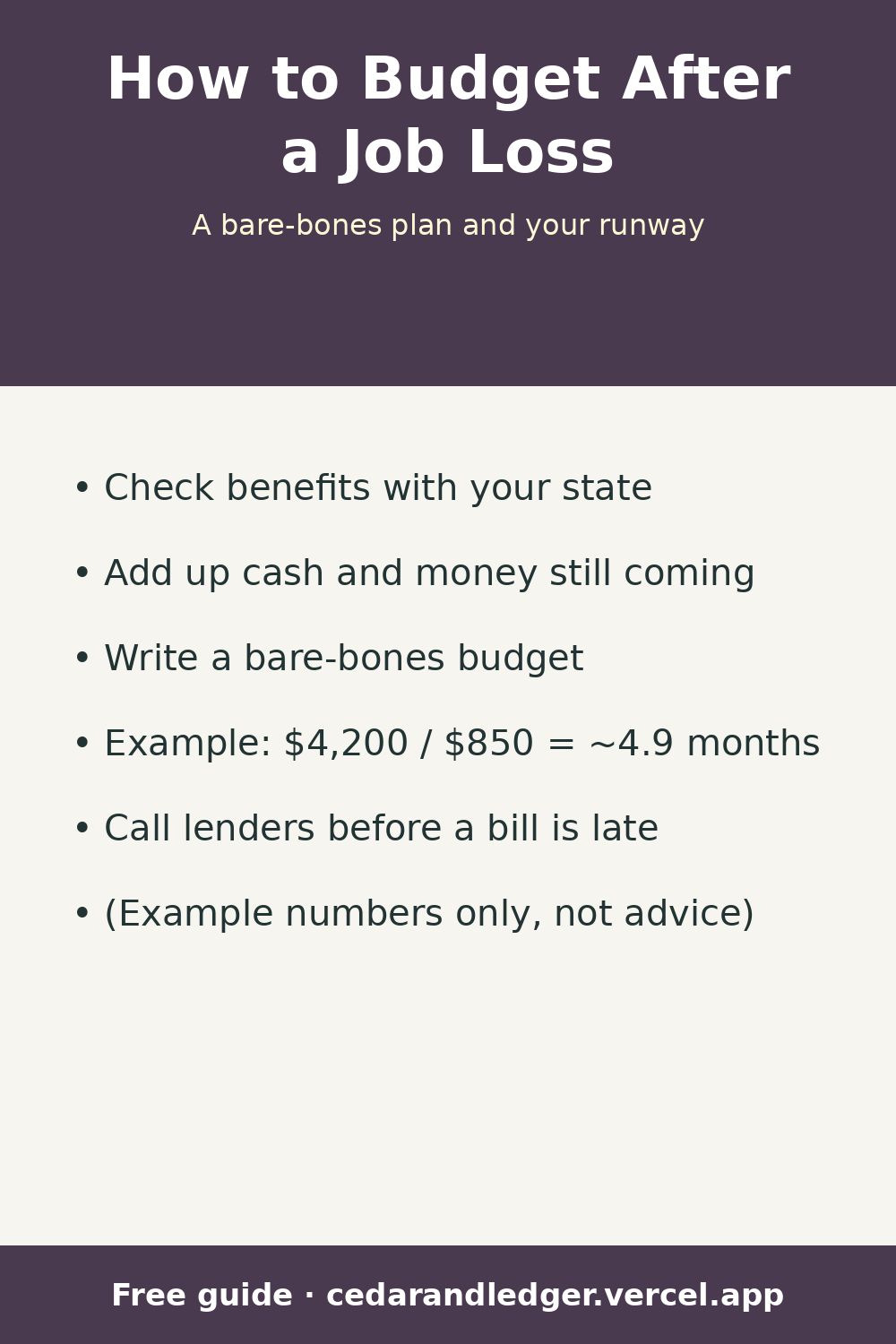 How to Budget After a Job Loss (Bare-Bones Plan) (pinnable summary)