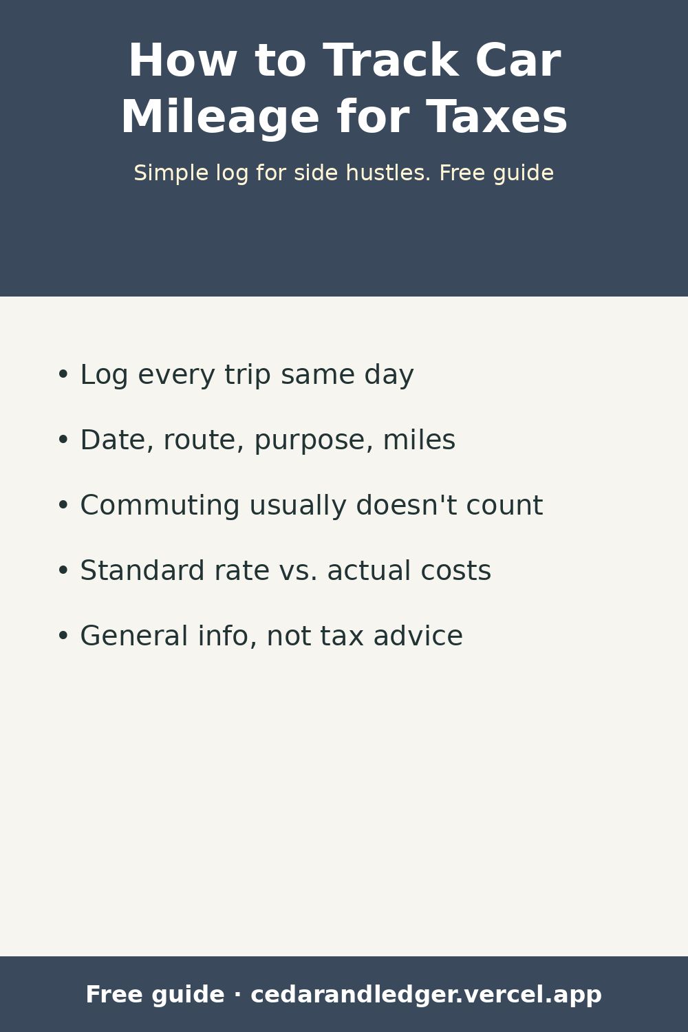 How to Track Car Mileage for Taxes (pinnable summary)