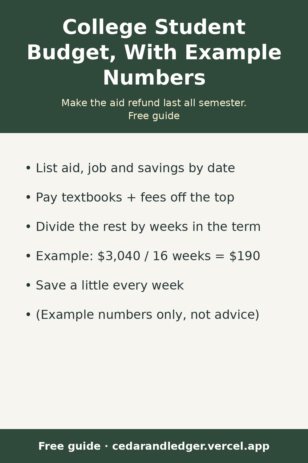 How to Make a College Student Budget (With Example Numbers) (pinnable summary)