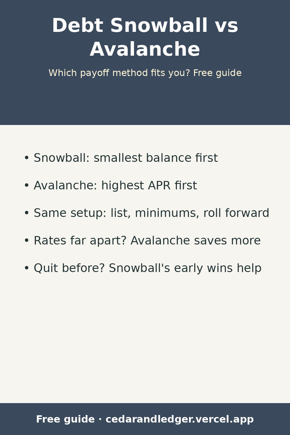 Debt Snowball vs Debt Avalanche: How to Pick One (pinnable summary)