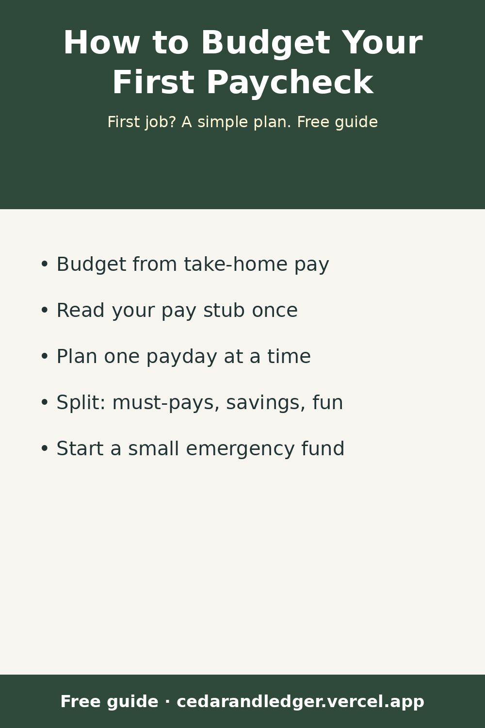 How to Budget Your First Paycheck (First Job Guide) (pinnable summary)