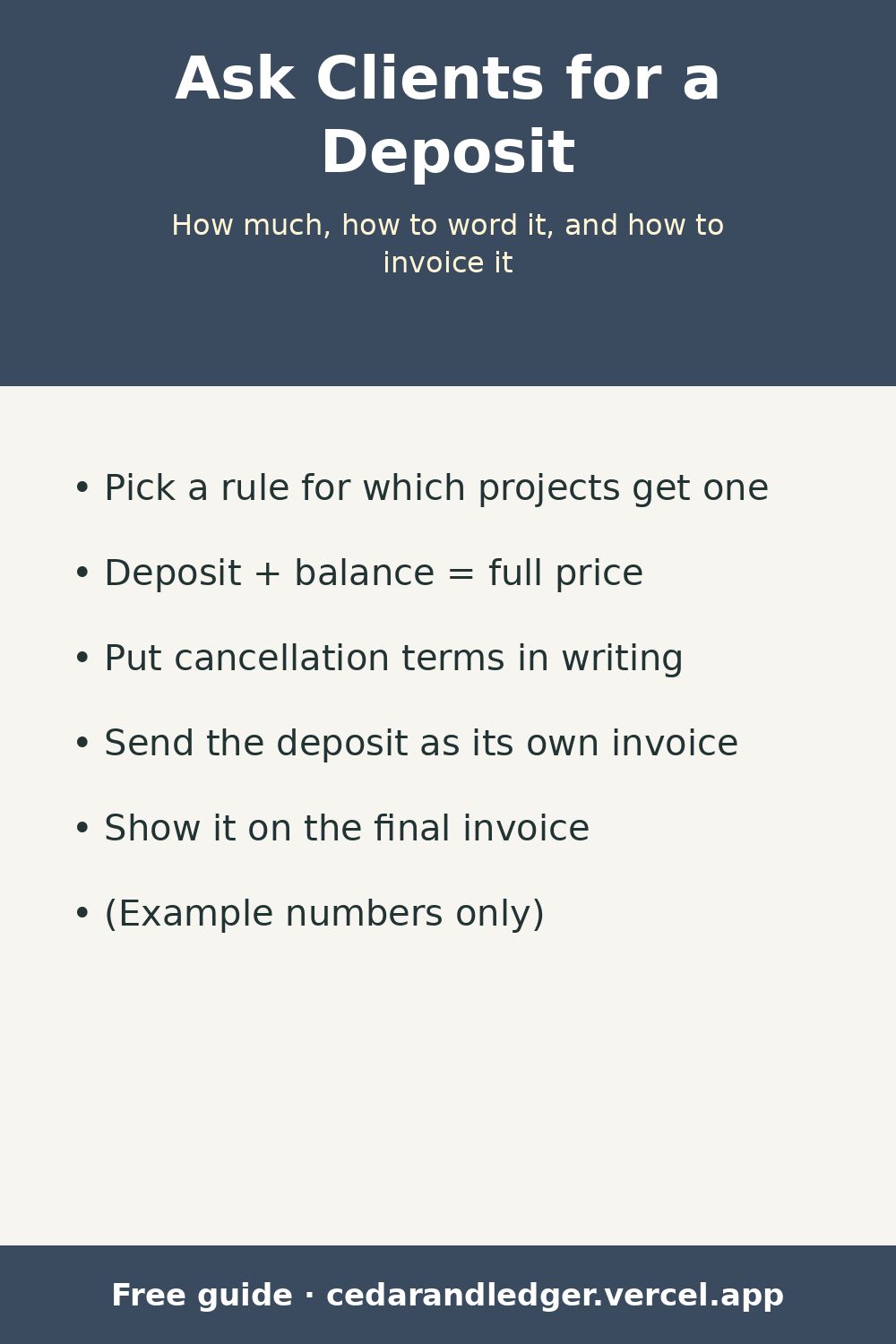 How to Ask Freelance Clients for a Deposit (Example Numbers) (pinnable summary)