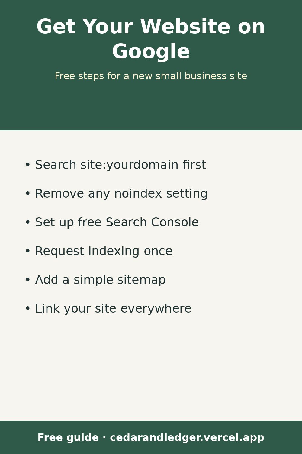 How to Get Your Business Website on Google Search (Free) (pinnable summary)