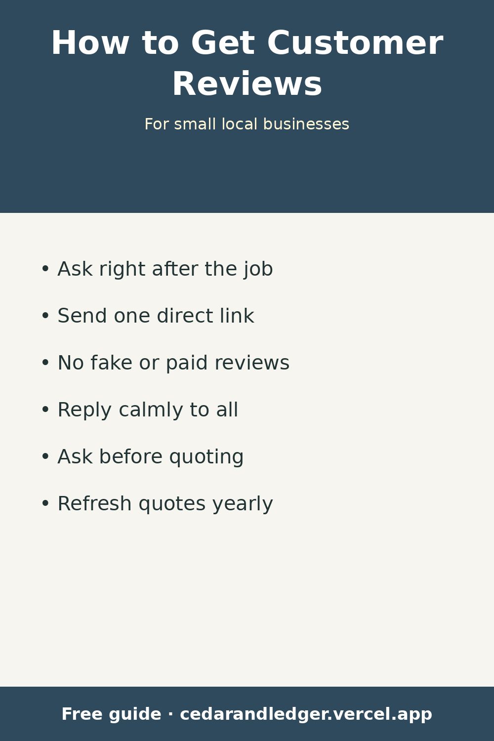 How to Get Customer Reviews for a Small Business (pinnable summary)