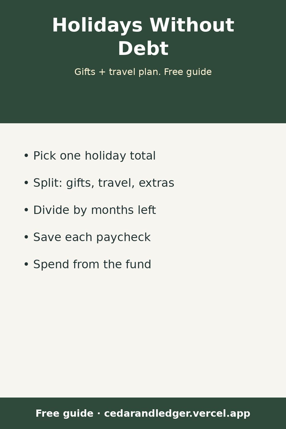 How to Budget for Holiday Gifts and Travel Without Debt (pinnable summary)