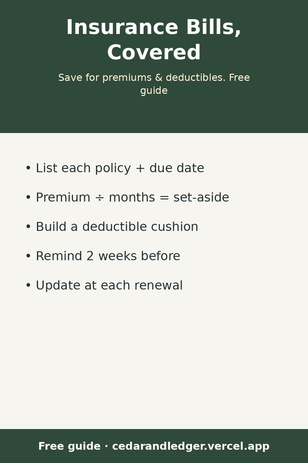 How to Save for Annual Insurance Premiums and Deductibles (pinnable summary)