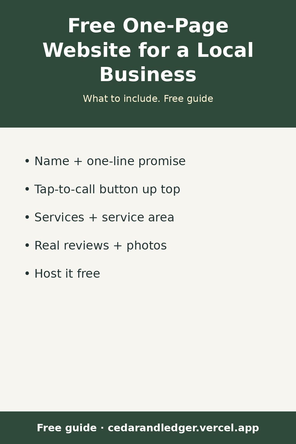 Free One-Page Website for a Local Business: What to Include (pinnable summary)