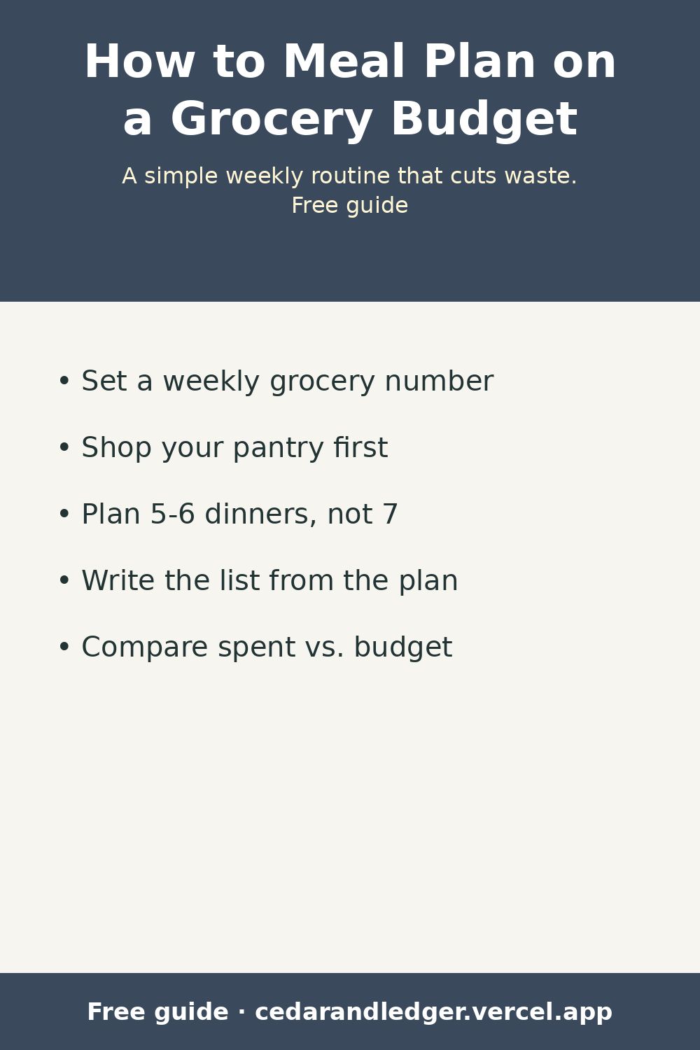 How to Meal Plan on a Grocery Budget (pinnable summary)