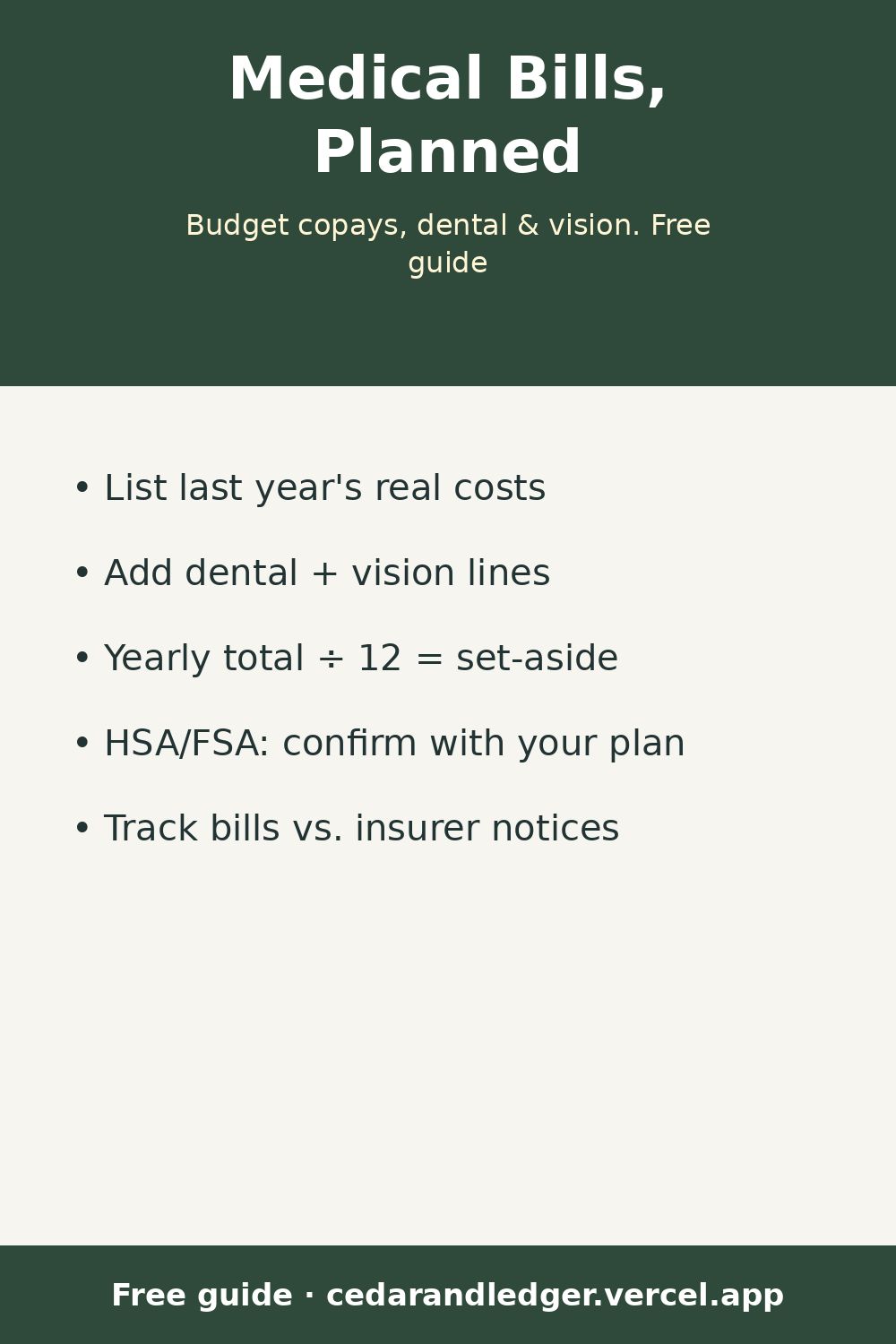 How to Budget for Medical and Dental Out-of-Pocket Costs (pinnable summary)