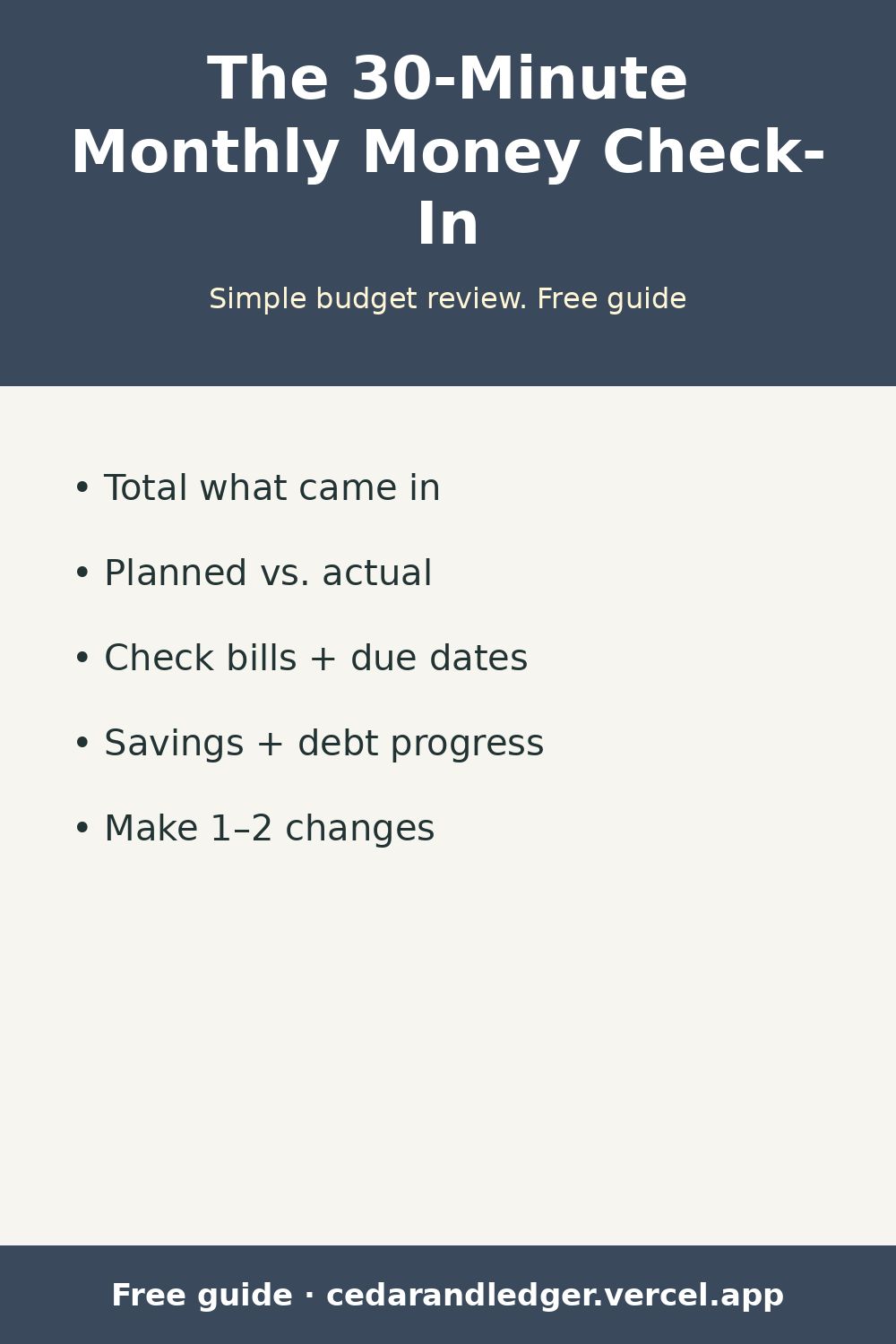 How to Do a Monthly Money Check-In (30-Minute Budget Review) (pinnable summary)