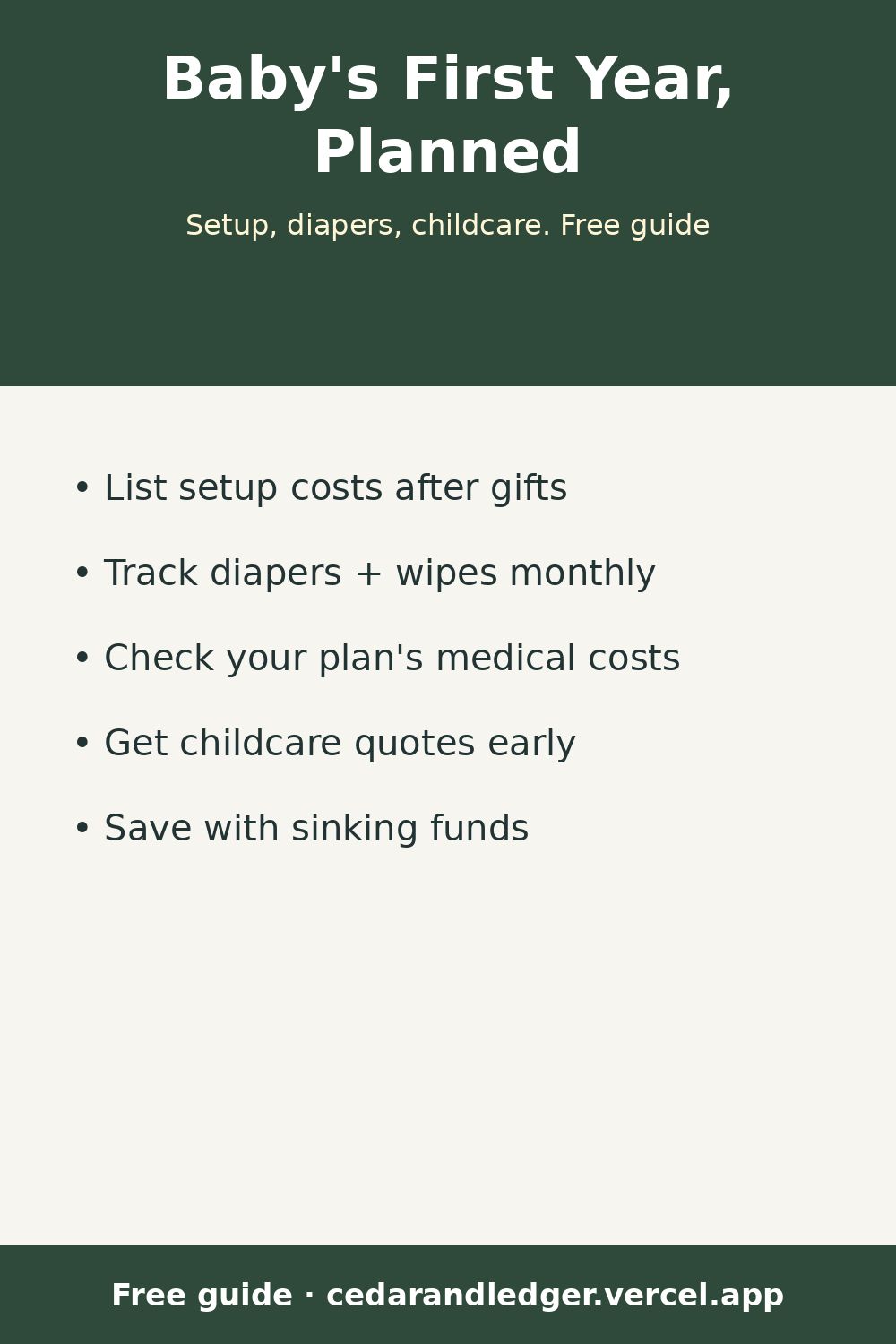 How to Budget for a New Baby's First Year (pinnable summary)
