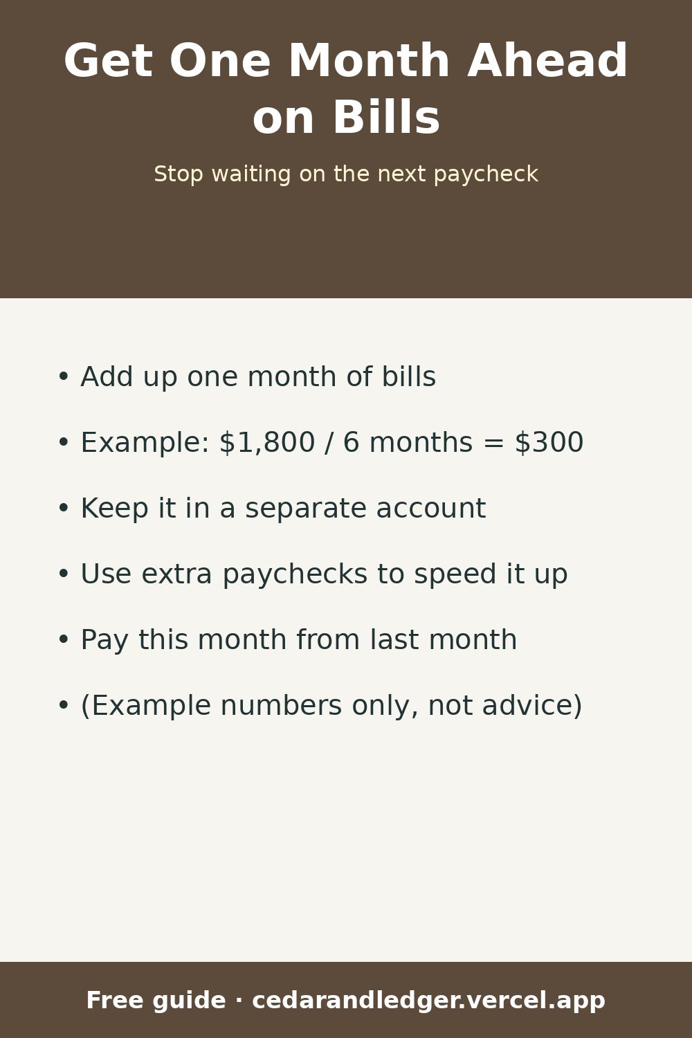 How to Get One Month Ahead on Bills (Example Numbers) (pinnable summary)