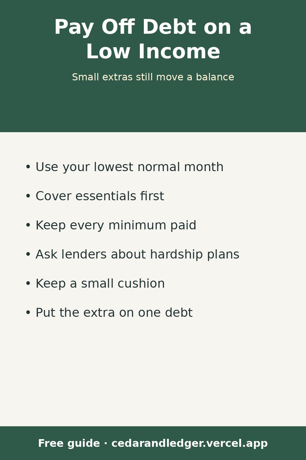 How to Pay Off Debt on a Low Income (Example Numbers) (pinnable summary)