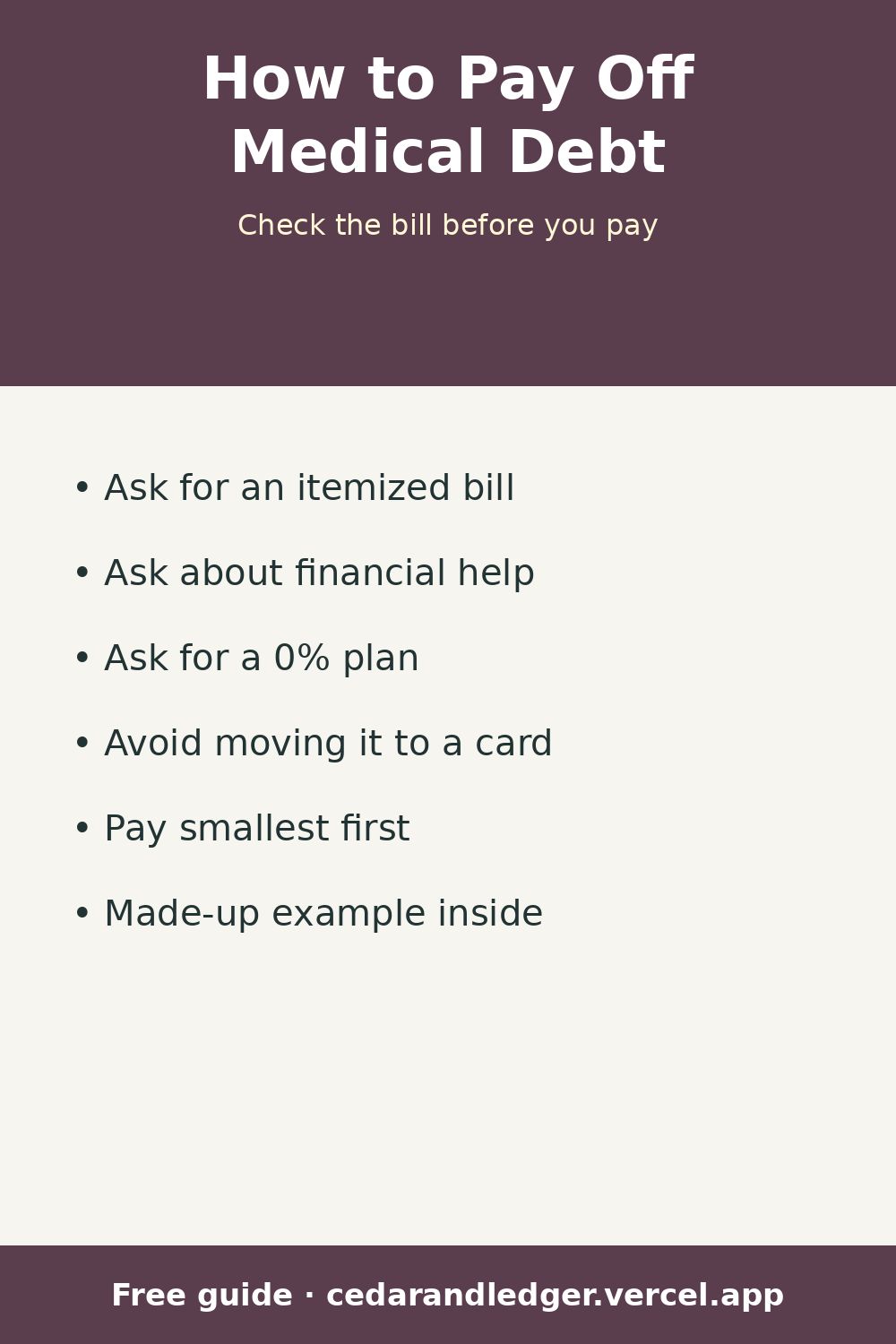 How to Pay Off Medical Debt (Example Numbers) (pinnable summary)