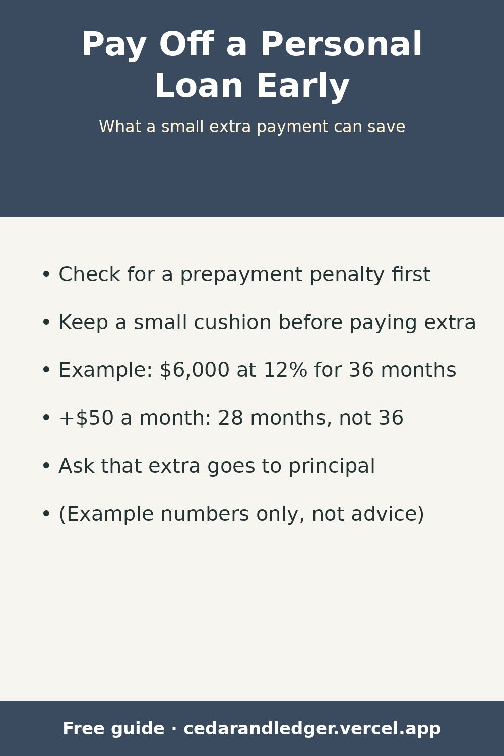 How to Pay Off a Personal Loan Early (Example Numbers) (pinnable summary)