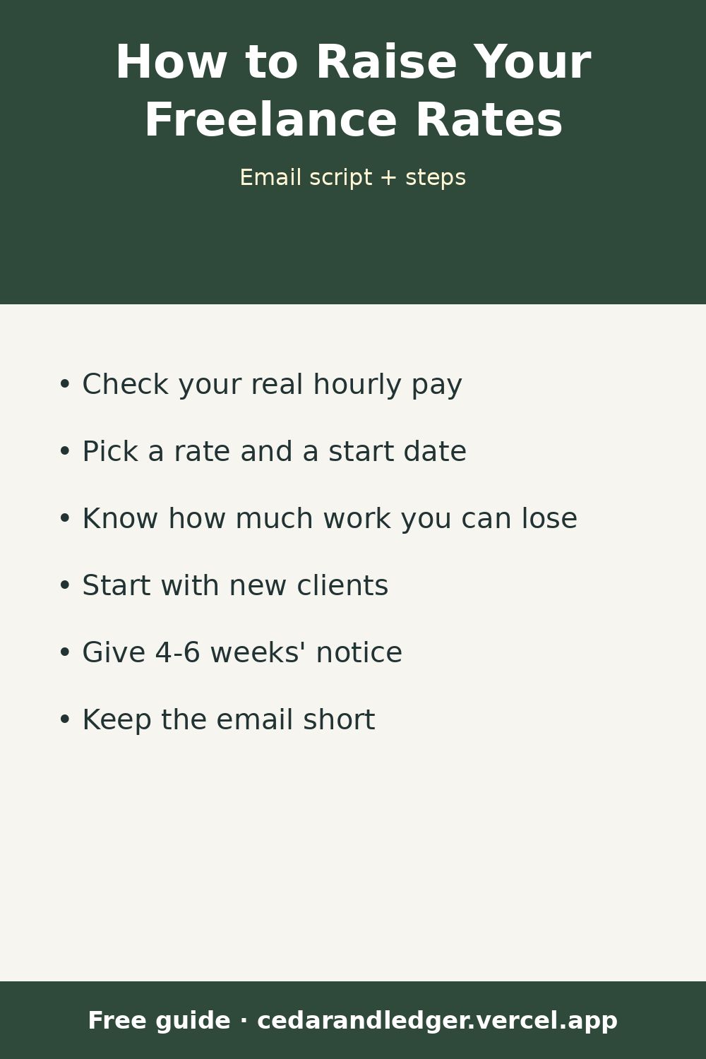 How to Raise Your Freelance Rates (Email Script + Steps) (pinnable summary)