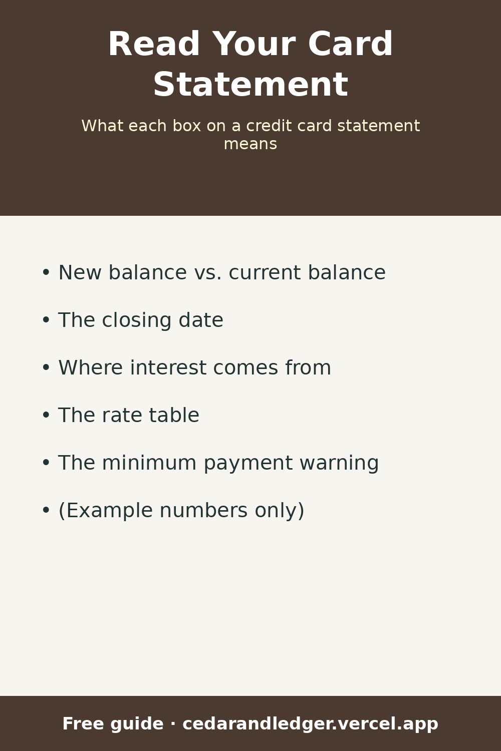 How to Read a Credit Card Statement (Example Numbers) (pinnable summary)