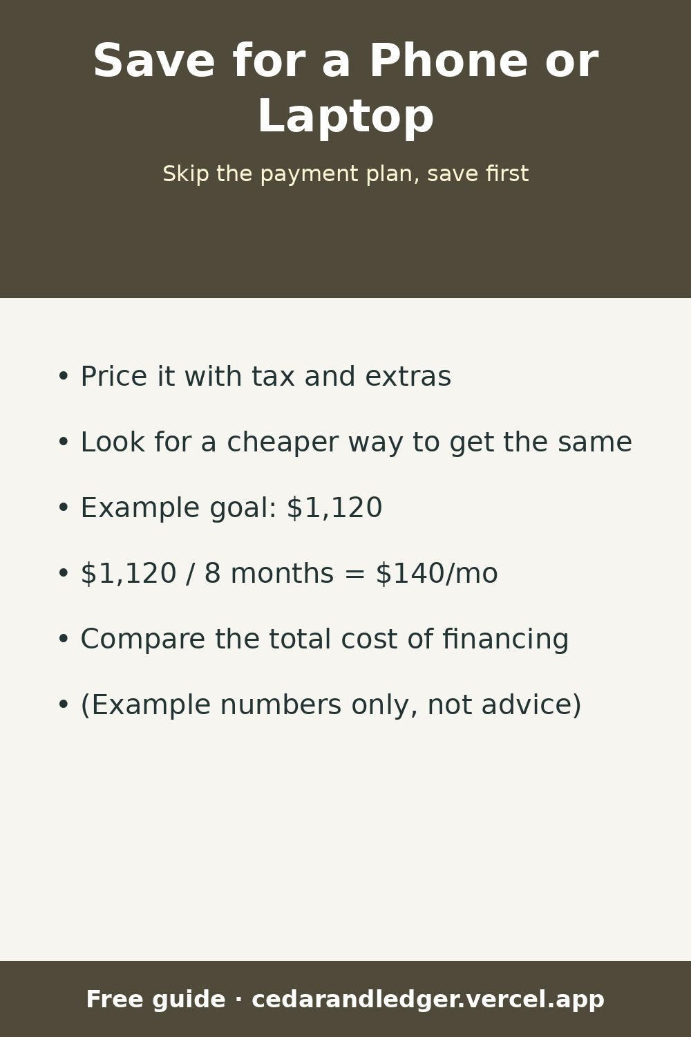 How to Save for a Phone or Laptop Without Financing (pinnable summary)