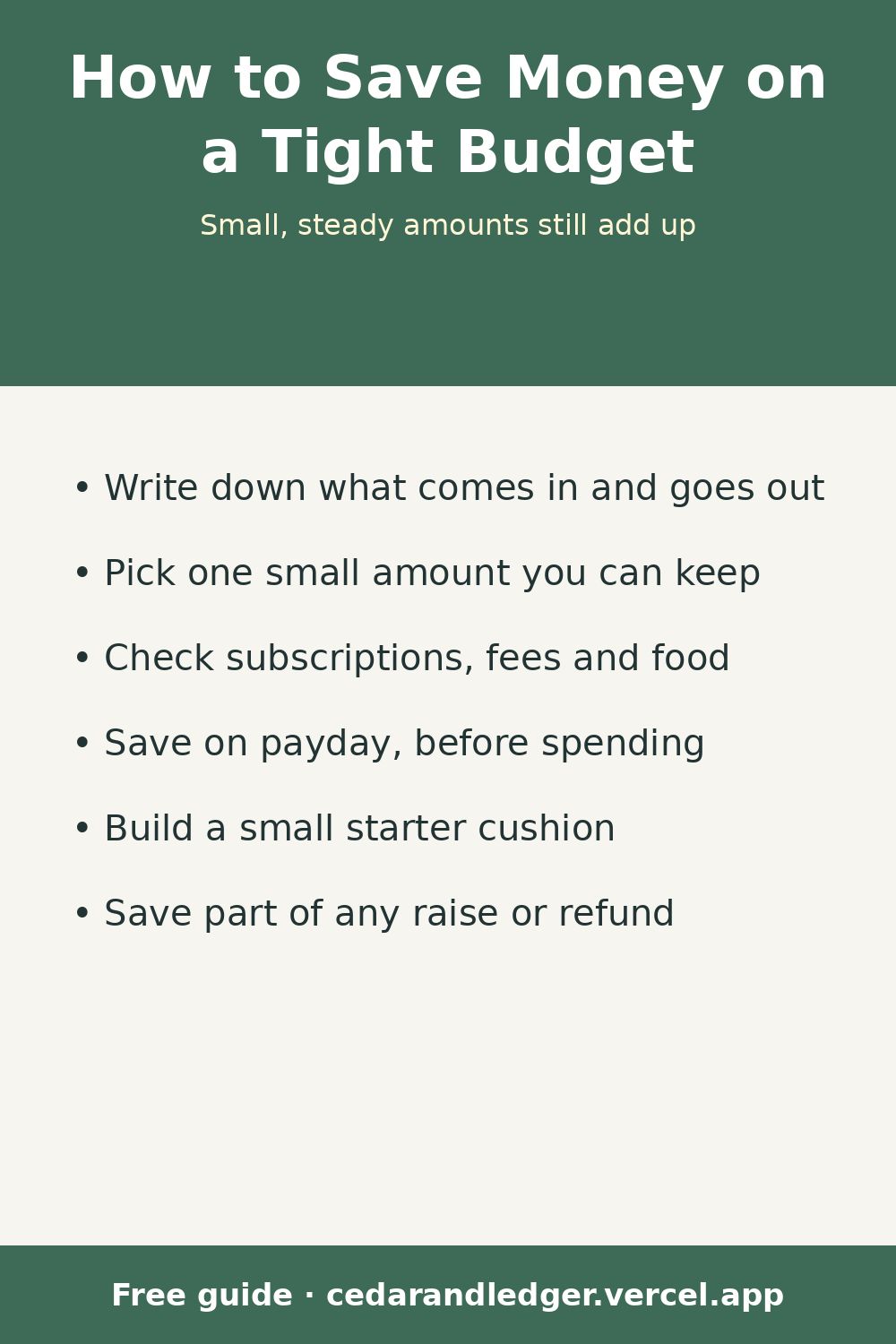 How to Save Money on a Tight Budget (pinnable summary)