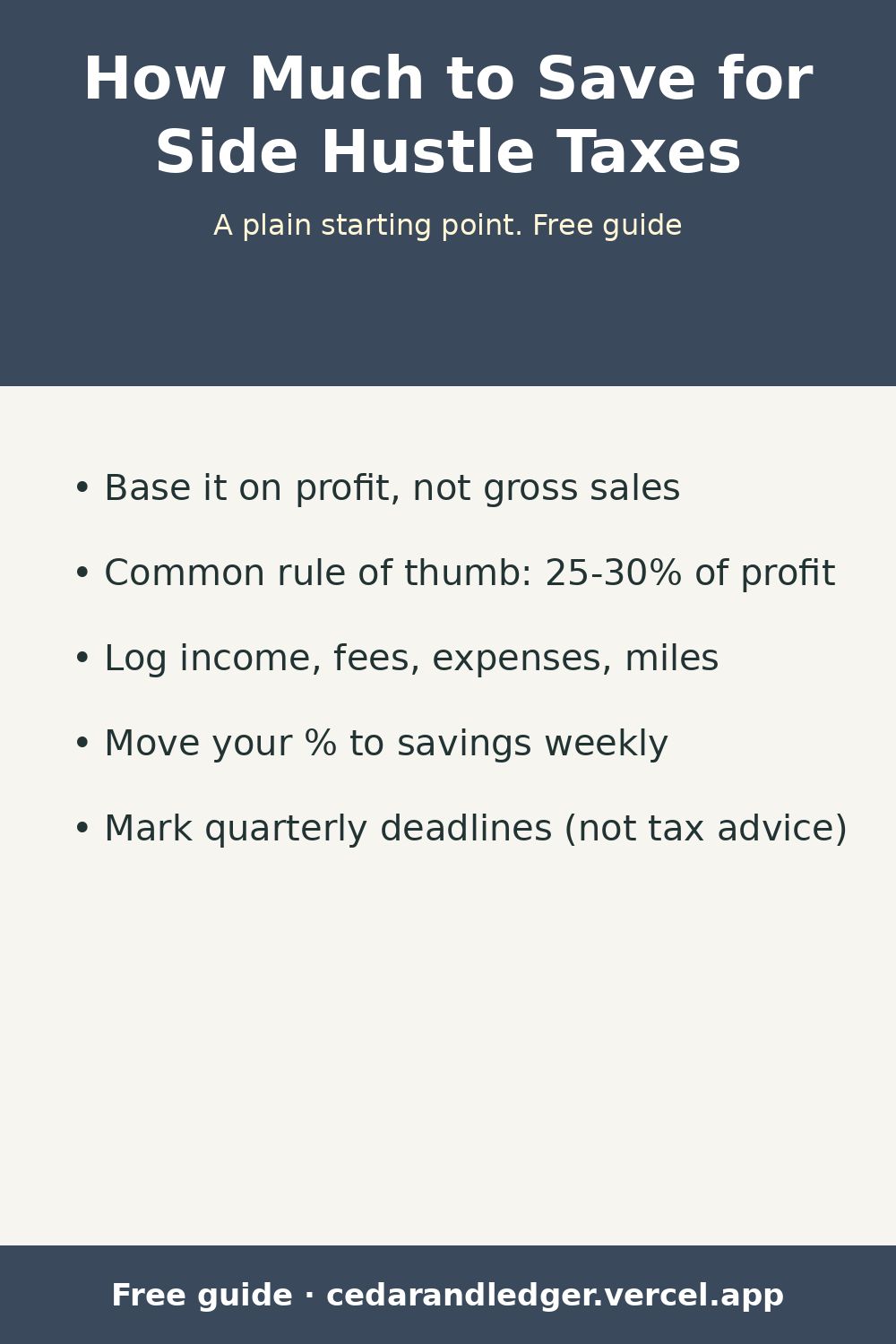 How Much to Set Aside for Side Hustle Taxes (pinnable summary)